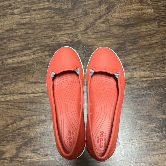 Crocs Citilane Dual Comfort Womens Ballet Red-White Flats Slip On Shoes Size 9 - Picture 5 of 10